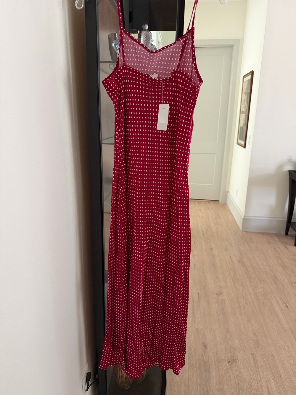 LOFT Cherry Red Polka Dot Maxi Slip Dress - Picture 5 of 11